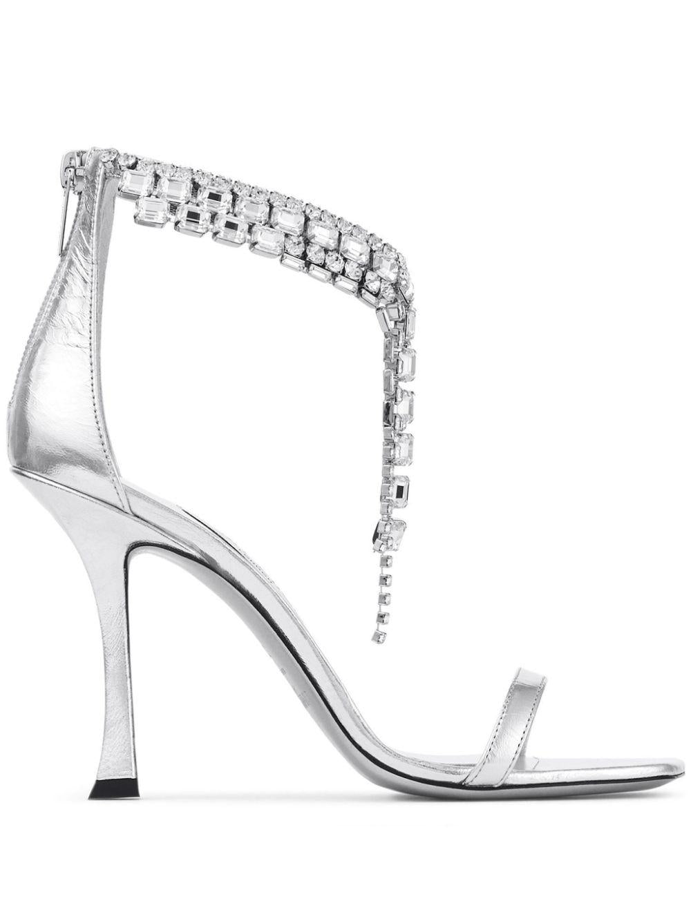 JIMMY CHOO VERITY SANDAL 100 BYK#SILVER