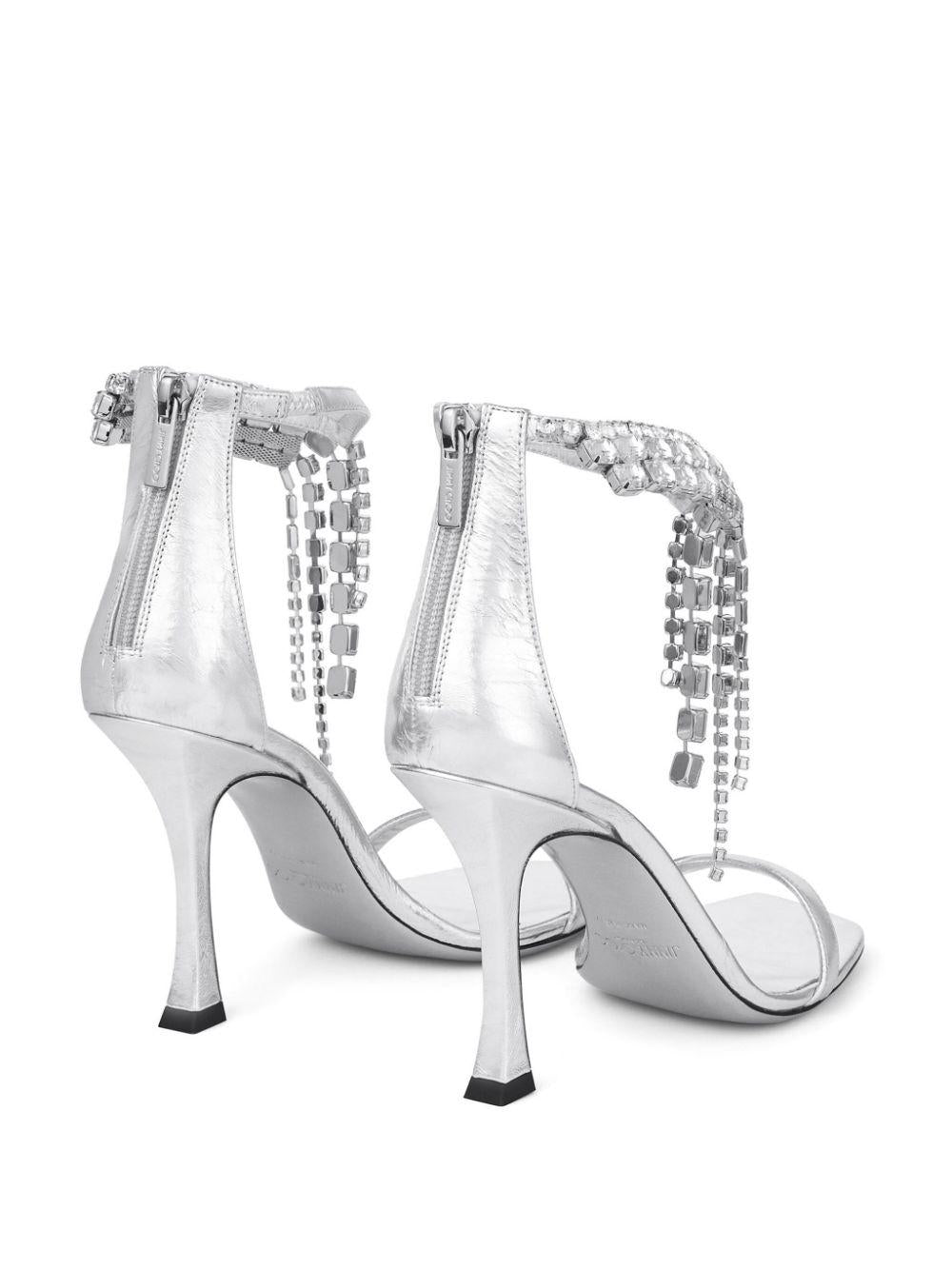 JIMMY CHOO VERITY SANDAL 100 BYK#SILVER