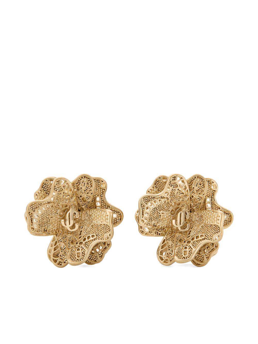 LACE CORSAGE STUDS MFQ #GOLD JIMMY CHOO