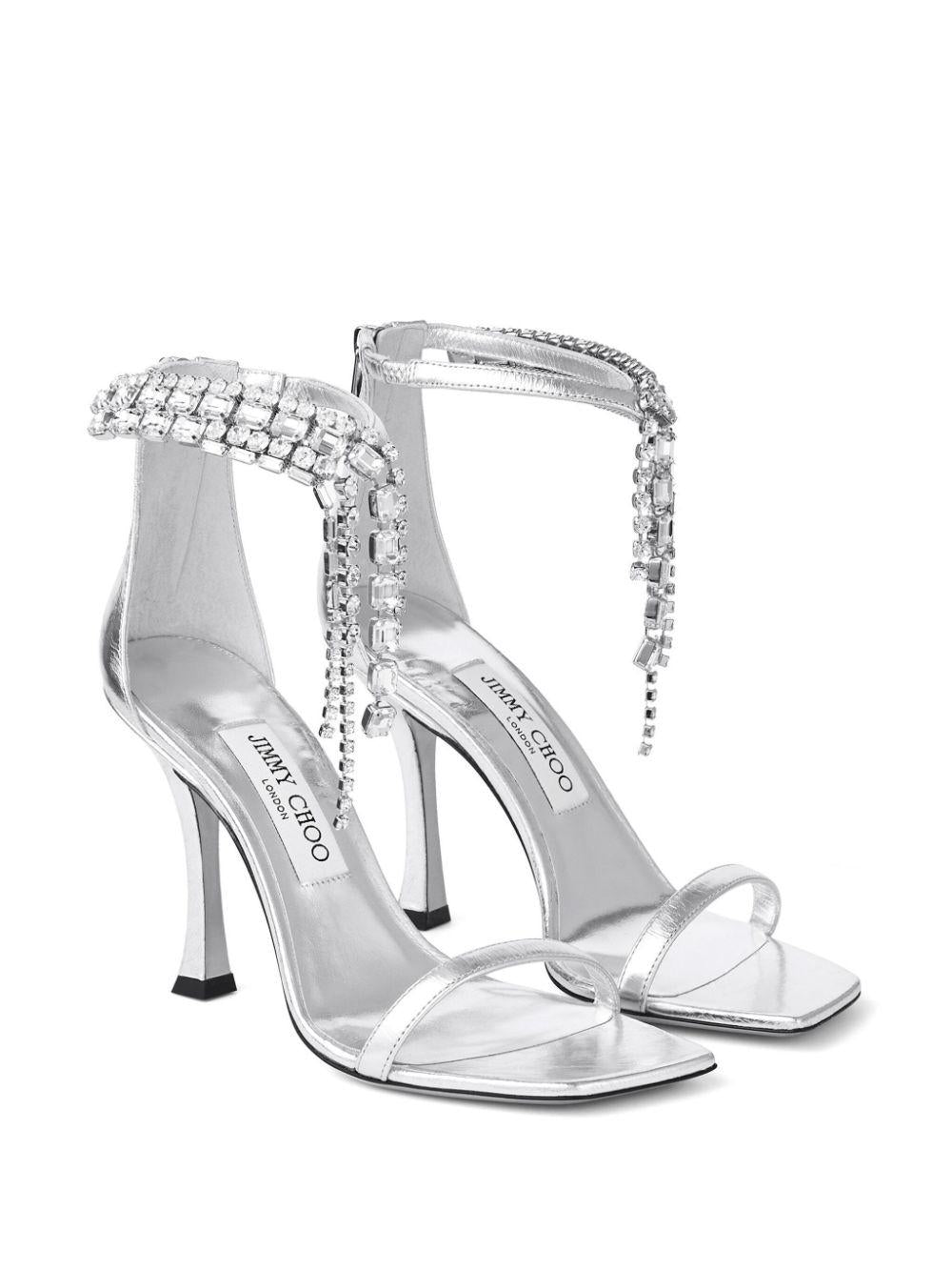 JIMMY CHOO VERITY SANDAL 100 BYK#SILVER