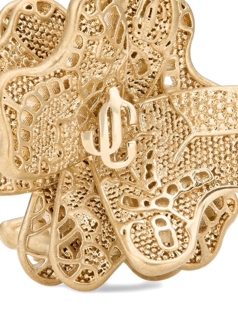 LACE CORSAGE STUDS MFQ #GOLD JIMMY CHOO 