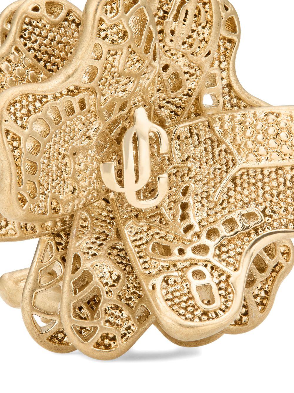  LACE CORSAGE STUDS MFQ #GOLD JIMMY CHOO 