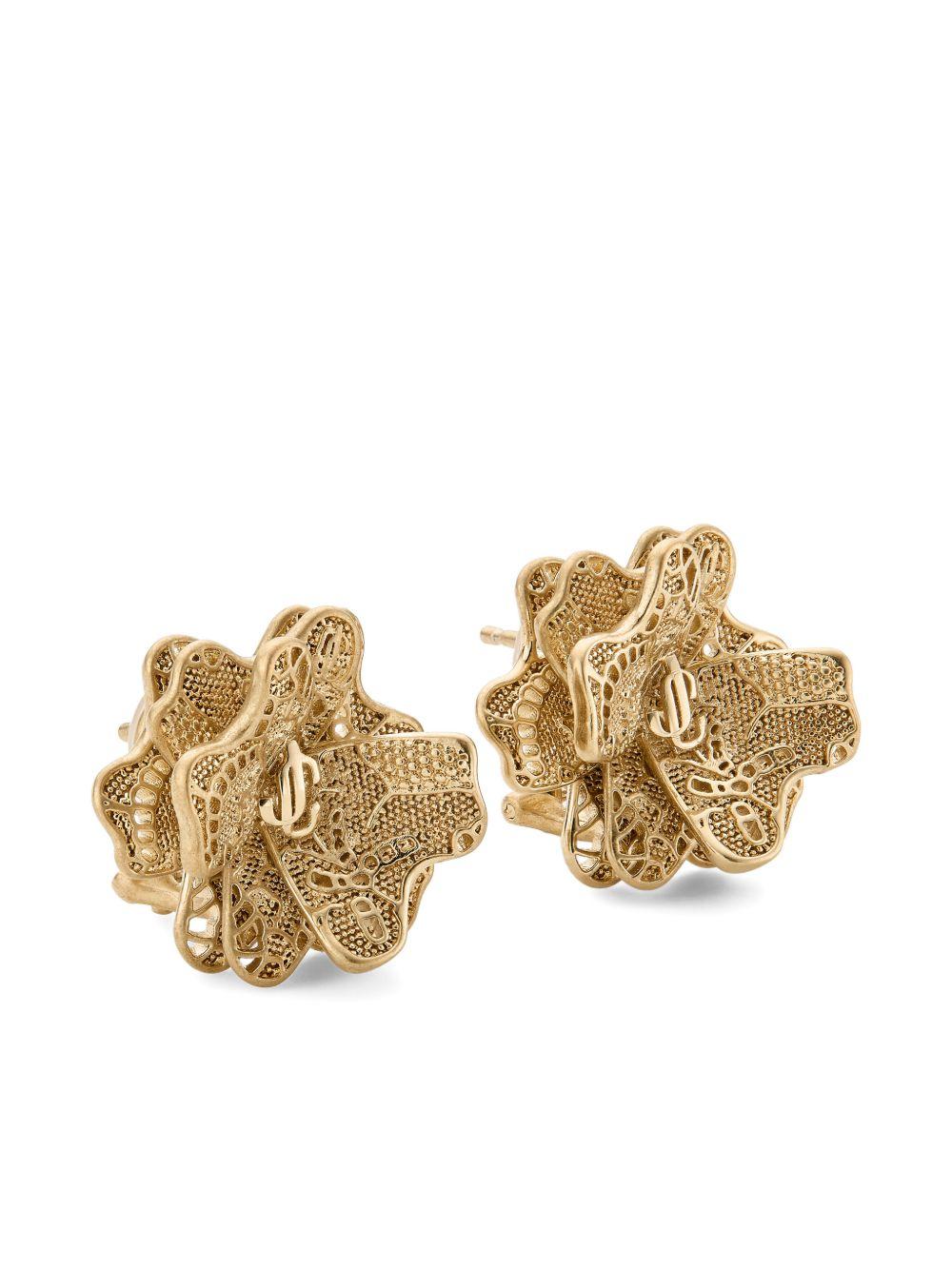  LACE CORSAGE STUDS MFQ #GOLD JIMMY CHOO 